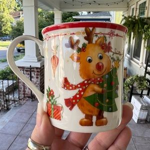 Burton & Burton Porcelain Mug 9740718 10oz Reindeer With Tree and Ornaments